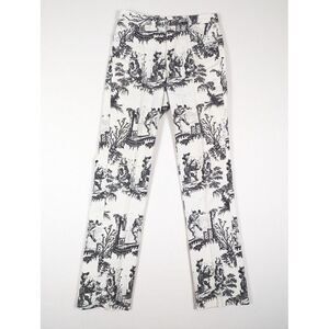Mossimo Y2K Black and White Oriental Toile Pants Women Size 2‎ Straight Leg